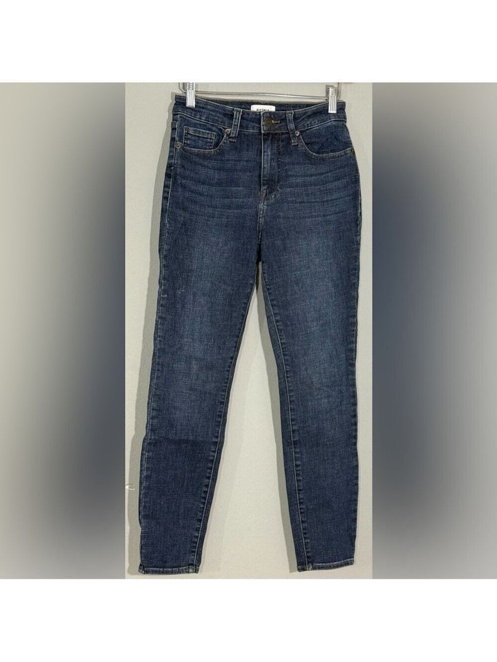 Pistola Straight Jeans Mid Rise Dark Wash Denim Womens Sz26 Stretch